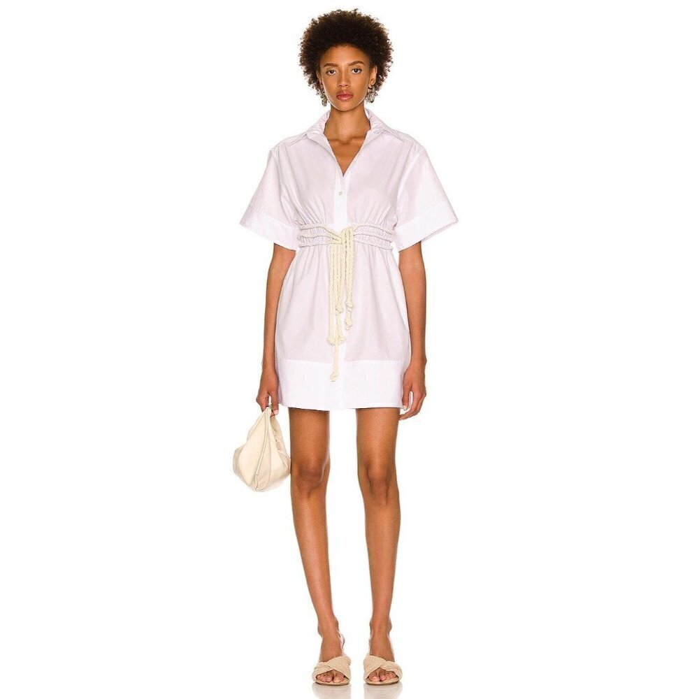 AKNVAS Fiona Dress in Pearl White 0 New Womens Mini Shirtdress